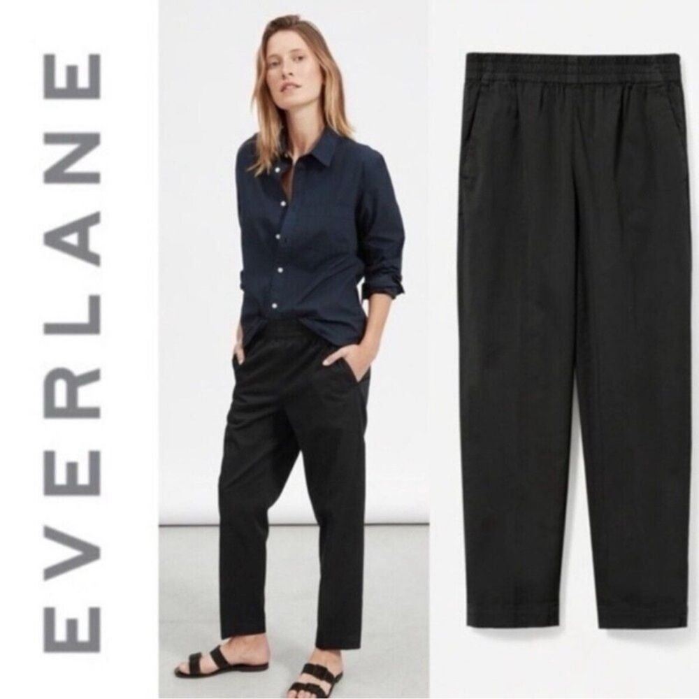 Everlane Black The Easy Chino Straight Leg High Waist Pull On Pants Size 12